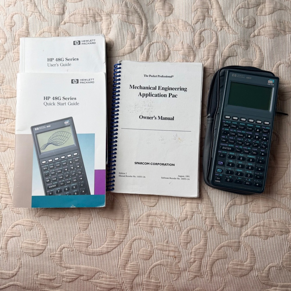HP 48GX Graphing Calculator 128K RAM Case Manuals Sparcom Mechanical Engineering